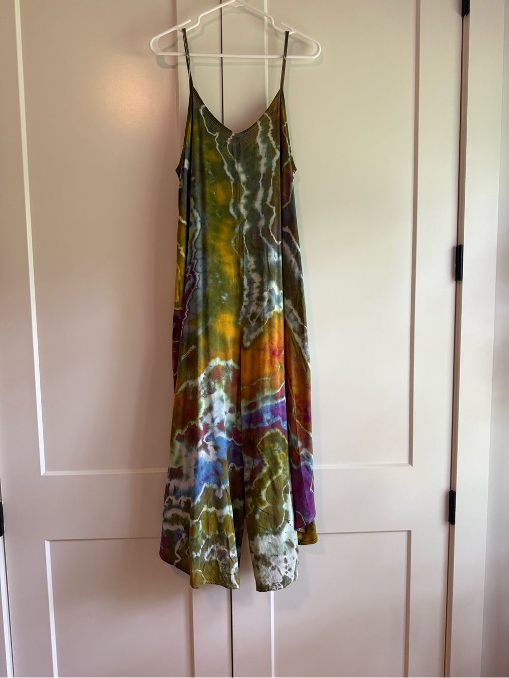 Multicolor Tie-Dye Romper with Spaghetti Straps